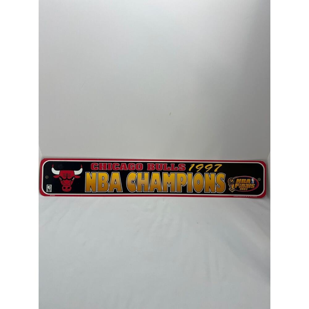 1997 CHICAGO BULLS Champions Parking PLASTIC Souvenir 24x4 SIGN MICHAEL JORDAN